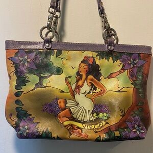 Isabella Fiore Virgo Shoulder Bag with Purple and Gold Tones